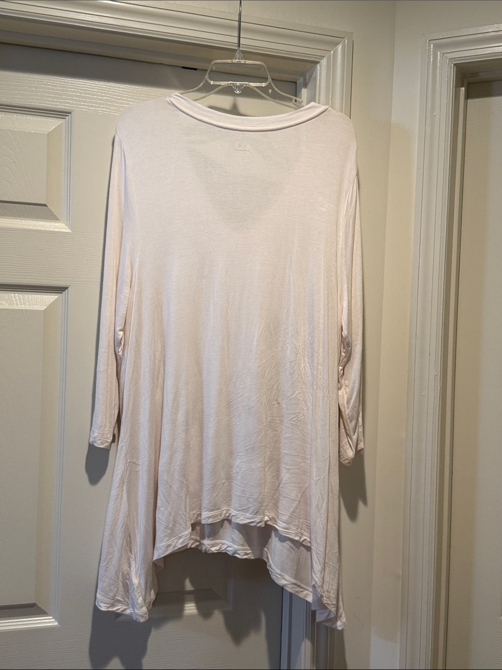 NWOT LOGO Lori Goldstein Soft Off WHT V-Neck Pocket Tunic Asymmetrical Hem XL - Picture 4 of 10